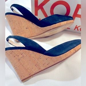 Brand new KORS MICHEAL KORS navy blue cork wedges with peep toe size 9